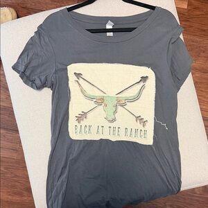 Gray Graphic T-Shirt with Bull Design